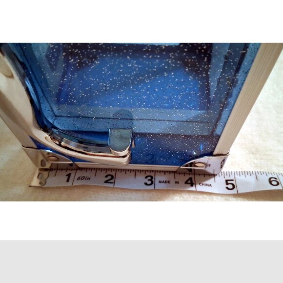 Makeup Storage Box, Blue Glitter Design, 7" x 4.5" x 4.5", Vintage Caboodles - Picture 10 of 10